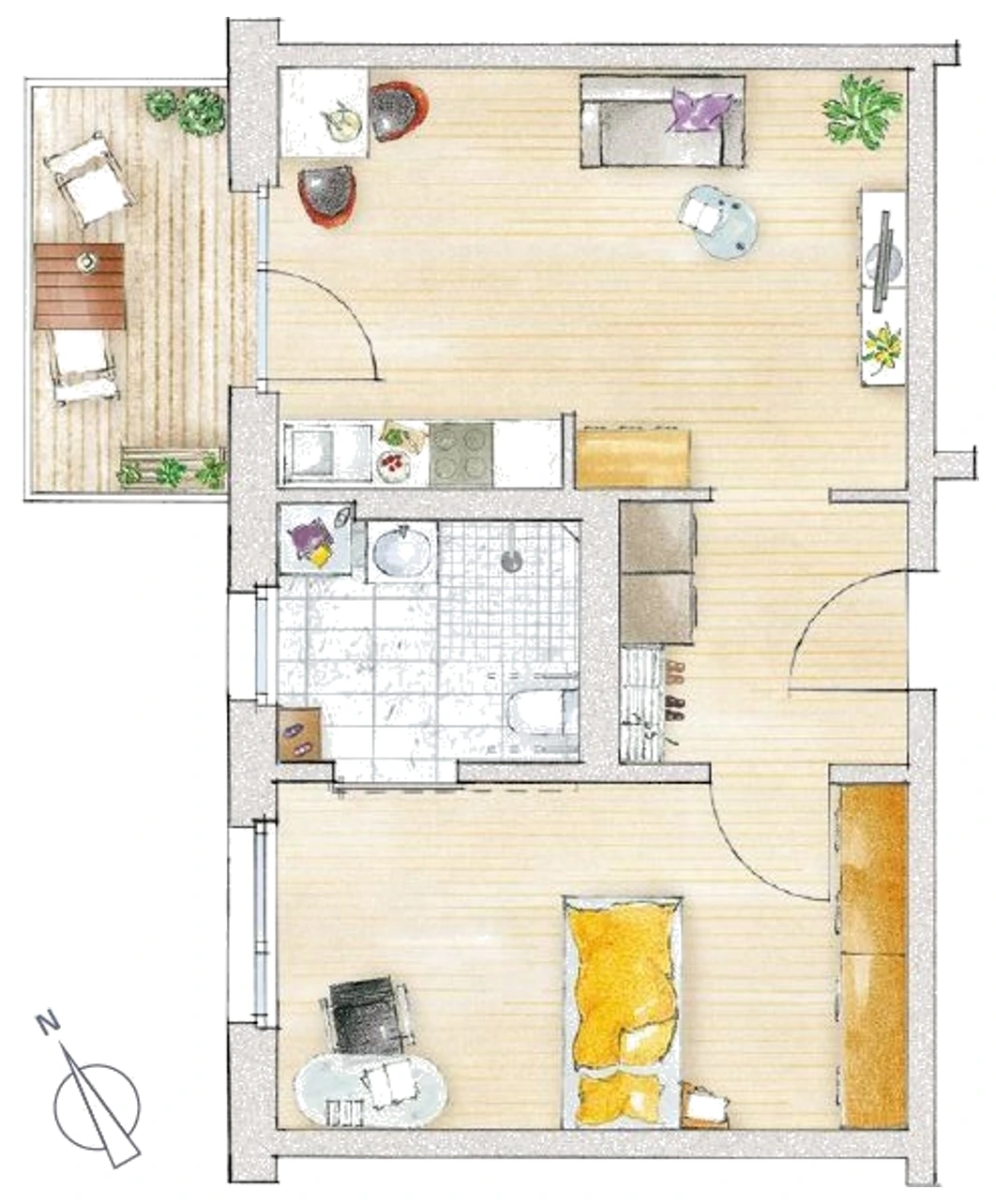 Grundriss der Wohnung B19, Haus B, 1. Obergeschoss